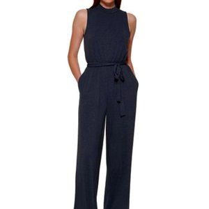 MNY Performance Heather Ink Pocket Waist-Tie Jumpsuit M